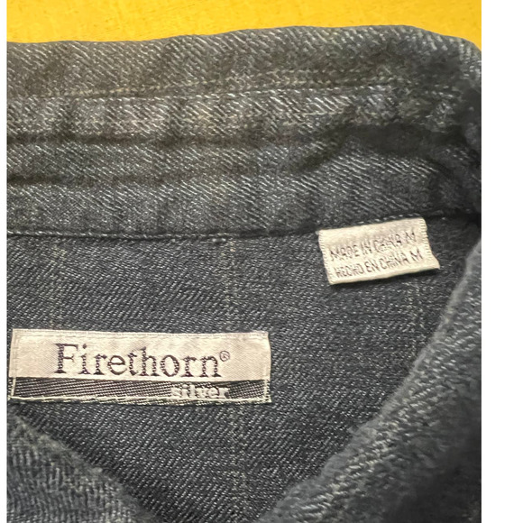 Firethorn Silver Wool Blend Leather Trim Blue Button Down Size M - Picture 3 of 5